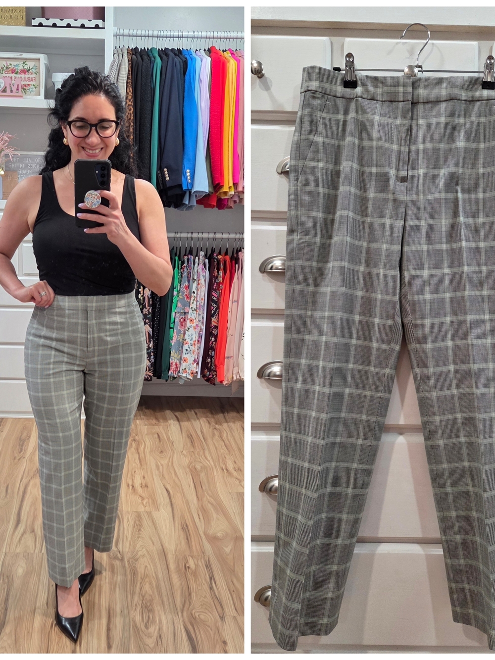 J. Crew Gray Plaid Straight-Leg Pants